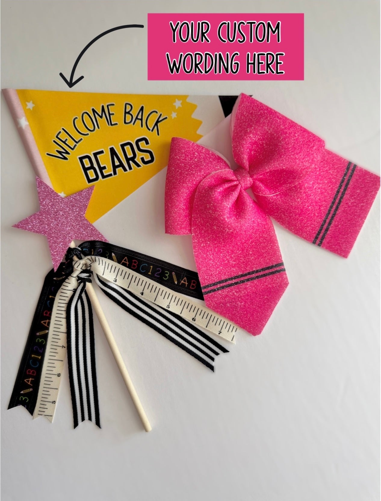 Custom School Pennant Flags ( Leave Wording in Notes)