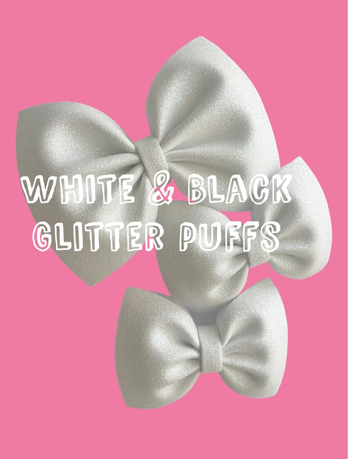 WHITE & BLACK GLITTER GRAD PUFFS